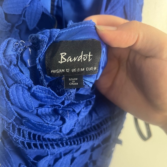 Bardot Gemma Halter Lace Sheath Dress in Cobalt size 8 lace midi - Picture 8 of 10